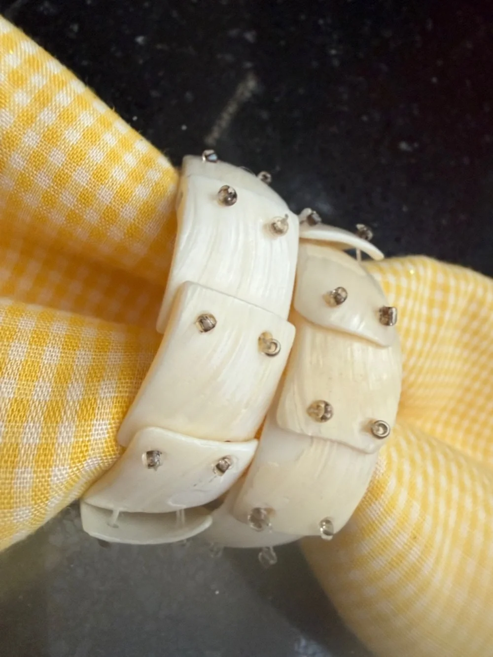 Vintage Ivory Shell MOP napkin rings set of 4